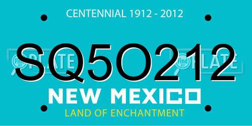 SQ5O212 New Mexico License Plate