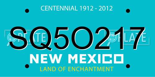 SQ5O217 New Mexico License Plate