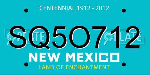 SQ5O712 New Mexico License Plate
