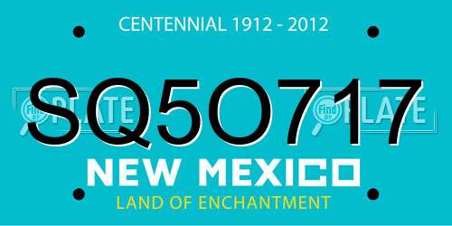 SQ5O717 New Mexico License Plate