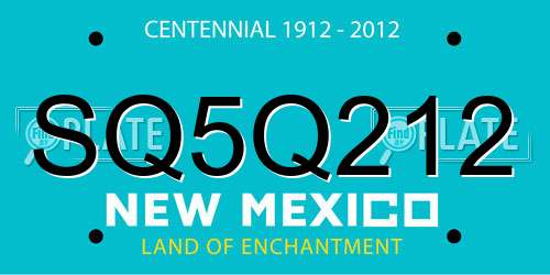 SQ5Q212 New Mexico License Plate
