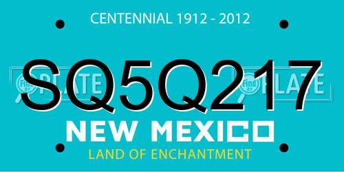 SQ5Q217 New Mexico License Plate