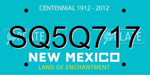 SQ5Q717 New Mexico License Plate