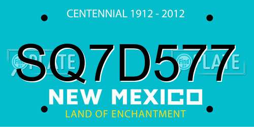 SQ7D577 New Mexico License Plate