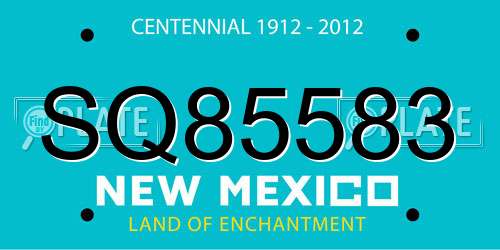 SQ85583 New Mexico License Plate
