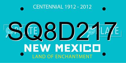 SQ8D217 New Mexico License Plate