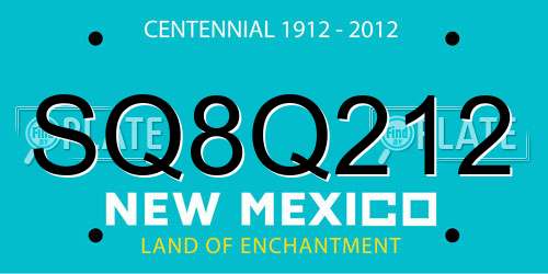 SQ8Q212 New Mexico License Plate