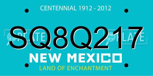 SQ8Q217 New Mexico License Plate