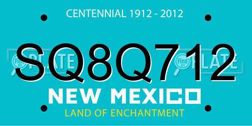 SQ8Q712 New Mexico License Plate