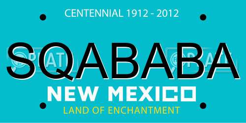 SQABABA New Mexico License Plate