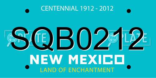 SQB0212 New Mexico License Plate