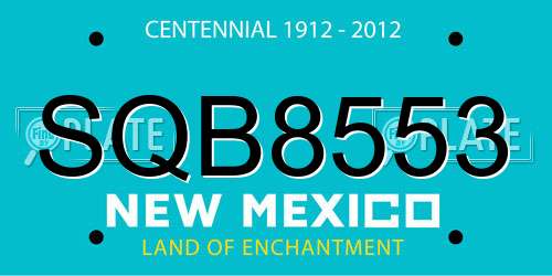 SQB8553 New Mexico License Plate