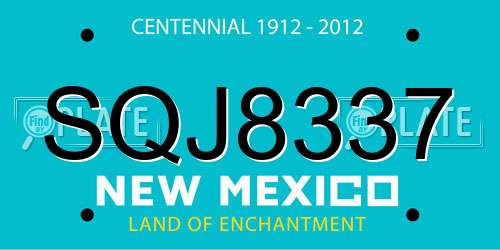 SQJ8337 New Mexico License Plate