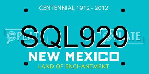 SQL929 New Mexico License Plate