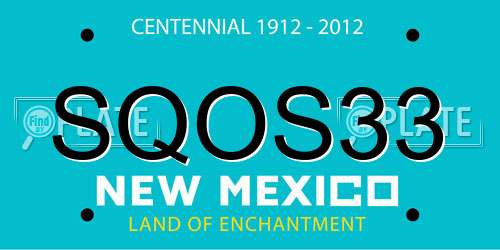 SQOS33 New Mexico License Plate