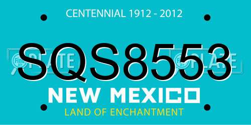 SQS8553 New Mexico License Plate
