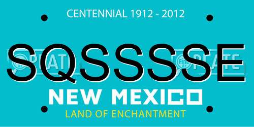 SQSSSSE New Mexico License Plate