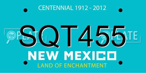 SQT455 New Mexico License Plate