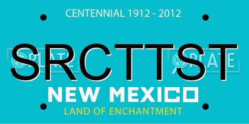 SRCTTST New Mexico License Plate