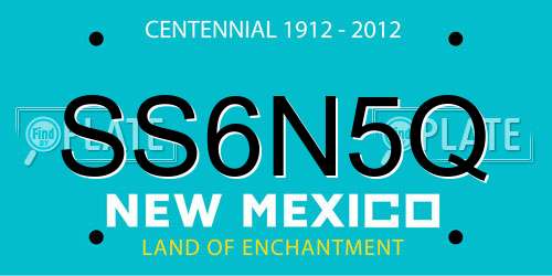 SS6N5Q New Mexico License Plate