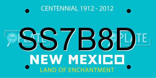 SS7B8D New Mexico License Plate