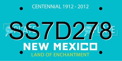 SS7D278 New Mexico License Plate