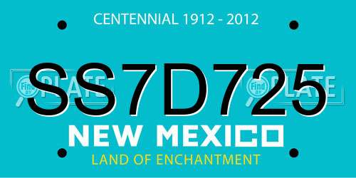 SS7D725 New Mexico License Plate