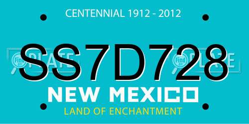 SS7D728 New Mexico License Plate