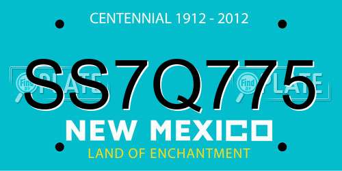 SS7Q775 New Mexico License Plate