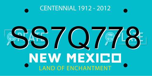 SS7Q778 New Mexico License Plate
