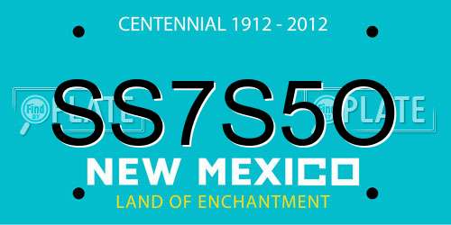 SS7S5O New Mexico License Plate