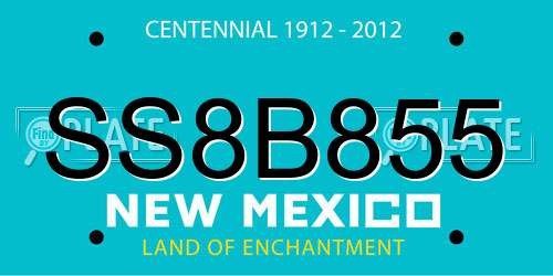 SS8B855 New Mexico License Plate