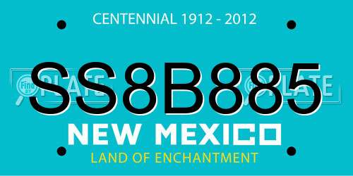 SS8B885 New Mexico License Plate