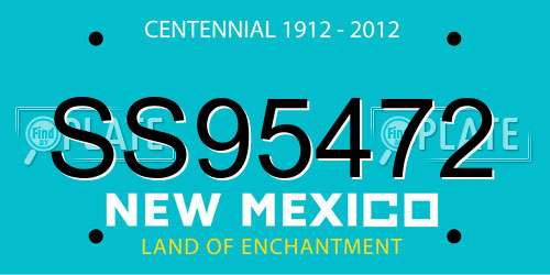 SS95472 New Mexico License Plate