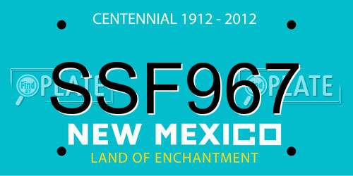 SSF967 New Mexico License Plate