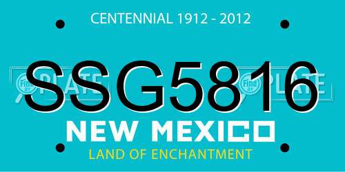 SSG5816 New Mexico License Plate