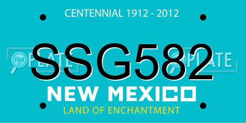 SSG582 New Mexico License Plate