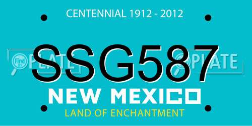 SSG587 New Mexico License Plate