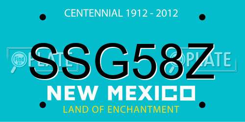 SSG58Z New Mexico License Plate