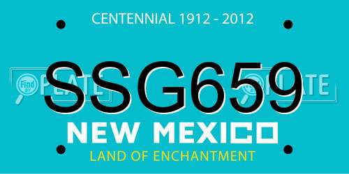 SSG659 New Mexico License Plate