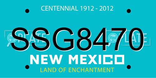 SSG8470 New Mexico License Plate