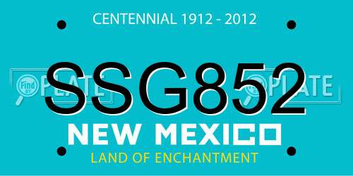 SSG852 New Mexico License Plate