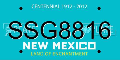 SSG8816 New Mexico License Plate