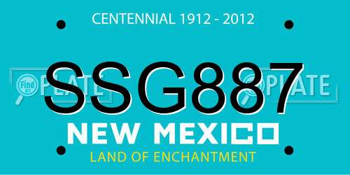 SSG887 New Mexico License Plate