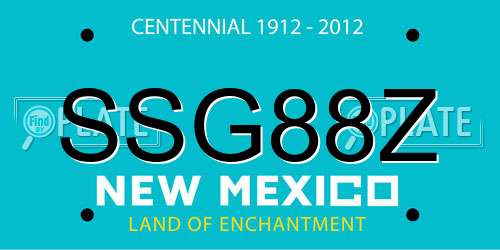 SSG88Z New Mexico License Plate