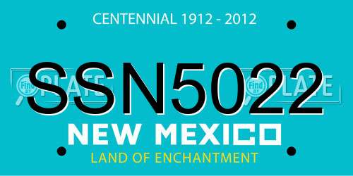 SSN5022 New Mexico License Plate