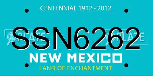 SSN6262 New Mexico License Plate