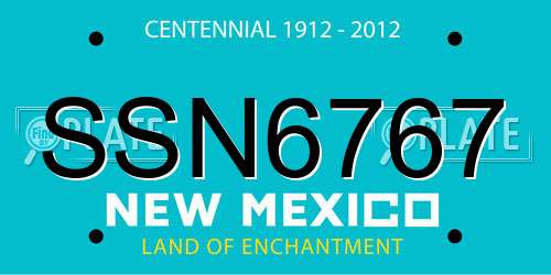 SSN6767 New Mexico License Plate