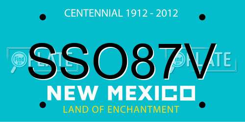 SSO87V New Mexico License Plate