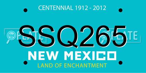 SSQ265 New Mexico License Plate